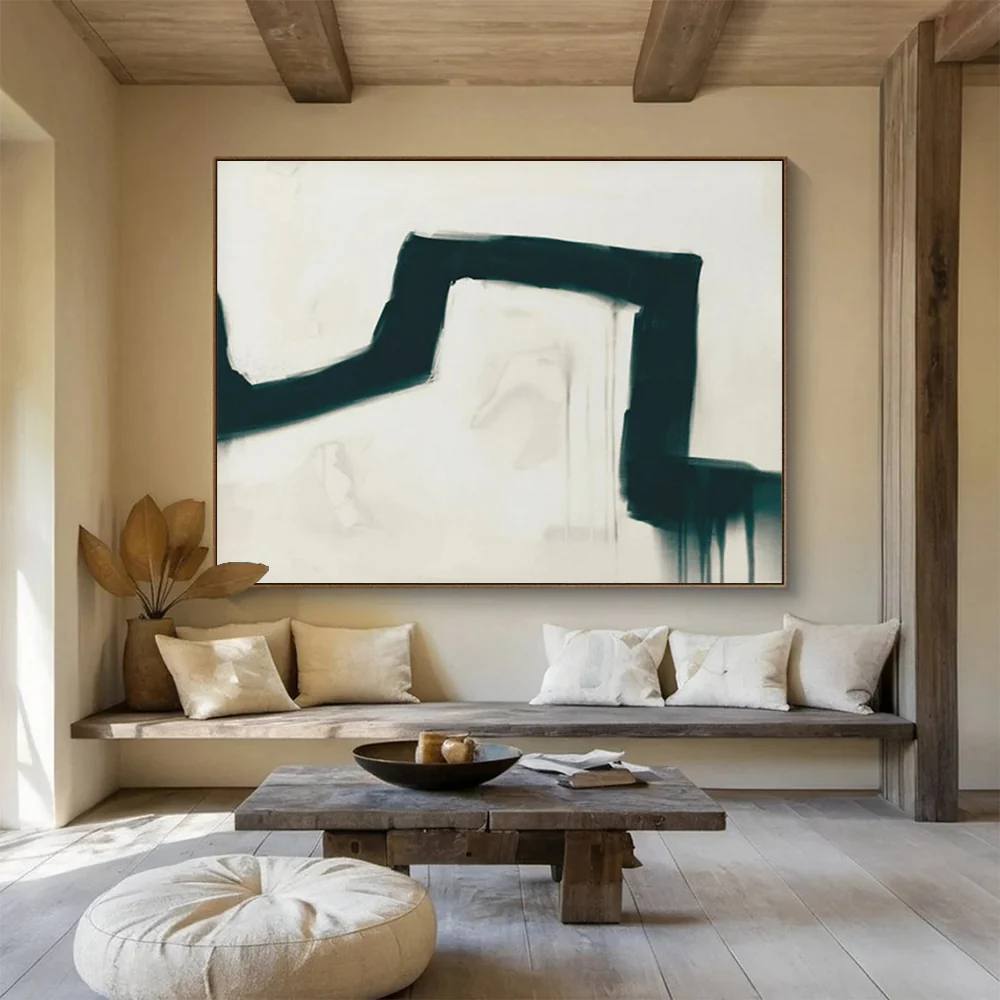 Days Hand-painted Dramatic Black Abstract Canvas Artwork UK1L3